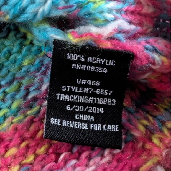 Y2K Rainbow Knit Sweater Women's XS Multicolor Colorblock Quarter Sleeve - Picture 5 of 7